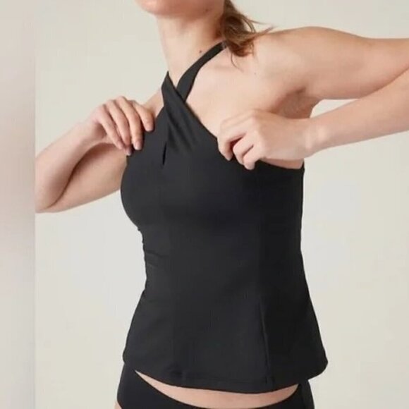NWT Athleta Crossed Tankini in Black Medium - Picture 1 of 7